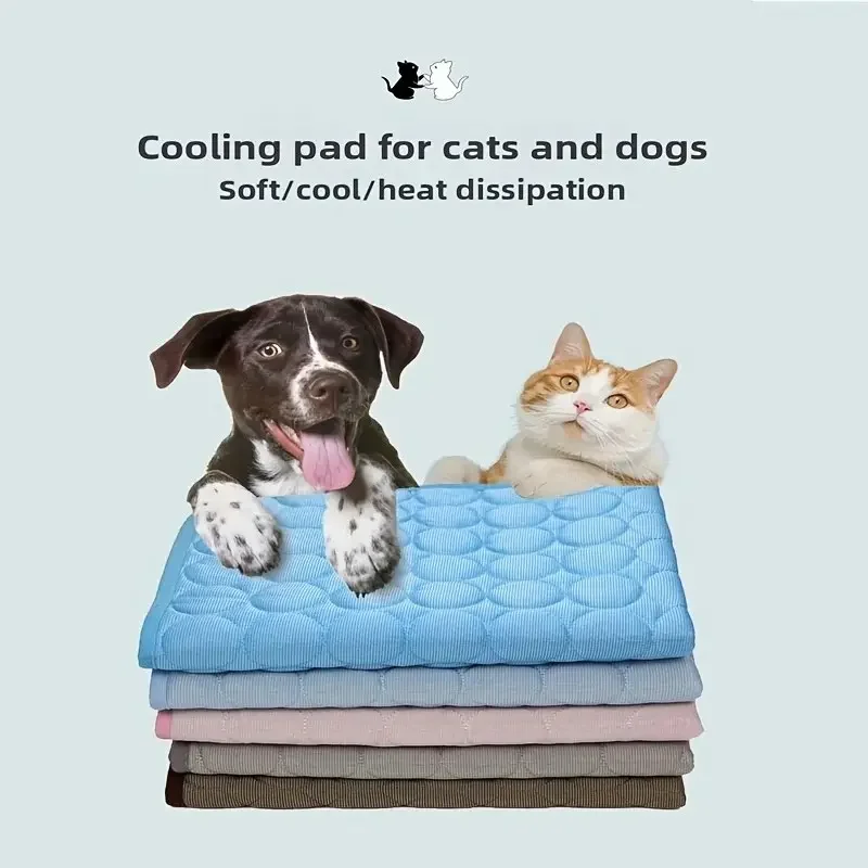 Pet Summer Ice Silk Cooling Pad, Large Medium Small Dogs Cats, Breathable Non-Slip Bite-Resistant Easy Wash, Universal Pet Mat view 4