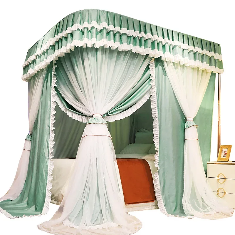

Three door mosquito net, household, princess style, double floor to ceiling type, guide rail mosquito net, dust proof and
