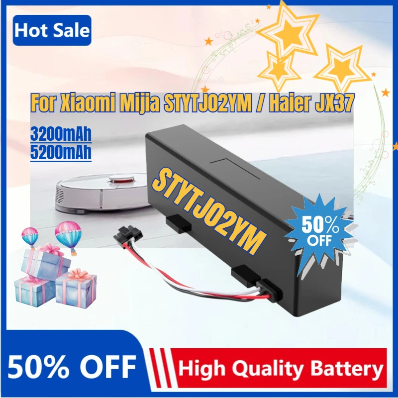 

14.8V 5200/3200mAh Replacement Battery for Xiaomi Mijia STYTJ02YM Sweeping Mopping Robot for Haier JX37 Vacuum Cleaner Battery