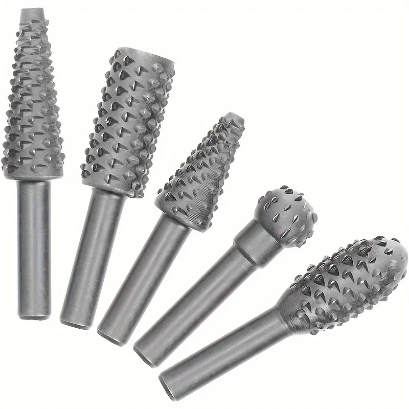 

5pc Silver Woodworking Wolf Tooth Stick Rotary File DIY Grinding Tool Accessories Set Electric Grinding Head Tools