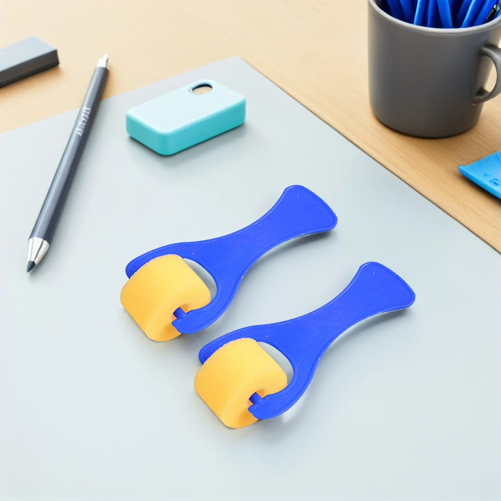 

10Pcs Blue Roller Painting Brush Set for Kids Reusable Sponge Art Tools Creative Coloring Kit for Family Fun DIY Projects