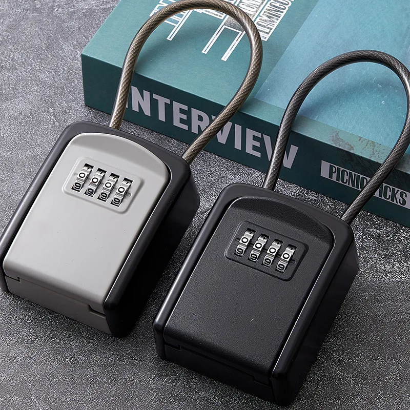 

Padlock Key Box Combination Lock Home Stay Installation Free Door Handle Anti-Theft Door Box Decoration Key Password Box