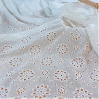 Embroidery Lace 100% Cotton Fabric Water Soluble Hollow Small Flower For Sewing Dress Clothes DIY Handmade Crafting By Half Yard 3