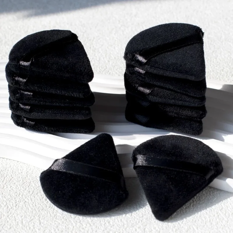 5-100 個黒三角形パウダーパフソフトベルベット化粧品パフフェイシャルメイクスポンジファンデーションルースパウダーメイクアップツール