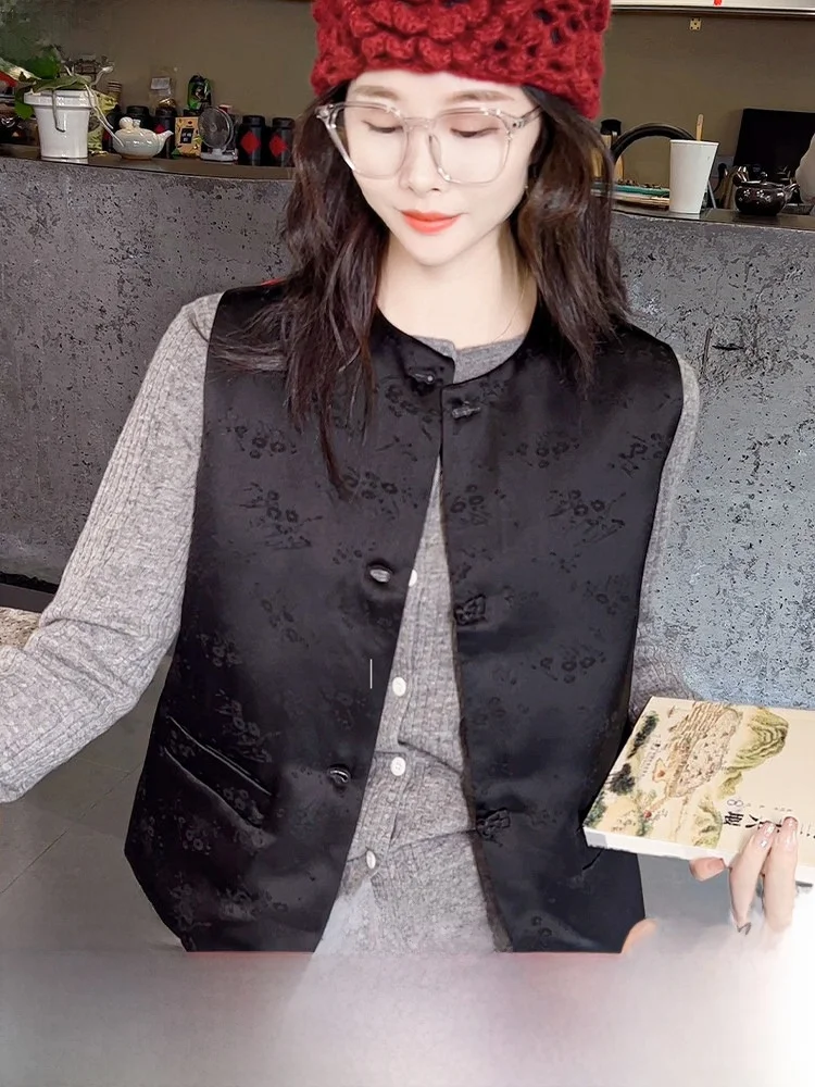 

Новый китайский женский жилет Jaet, белый пуховый жилет Du, зимняя верхняя одежда с ацетатной вышивкой, многослойная одежда для поездок на работу, прямой крой