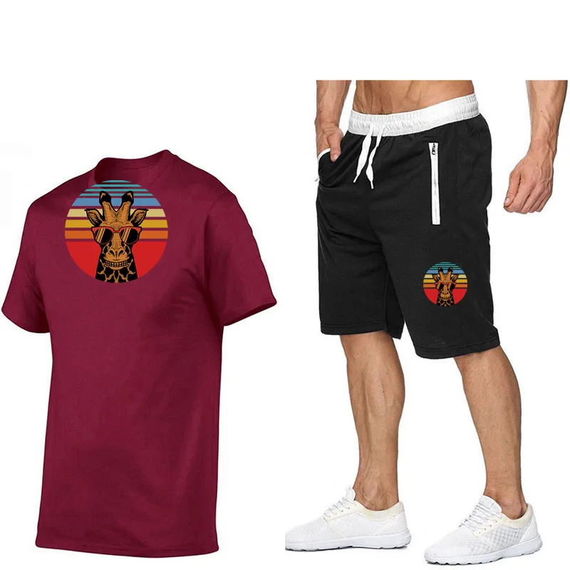 2 Piece Set Mens Outfits Cotton Tshirt Shorts Fashion Streetswear Summer Sport Suits Running Sportswear Jogging Track Suits Men