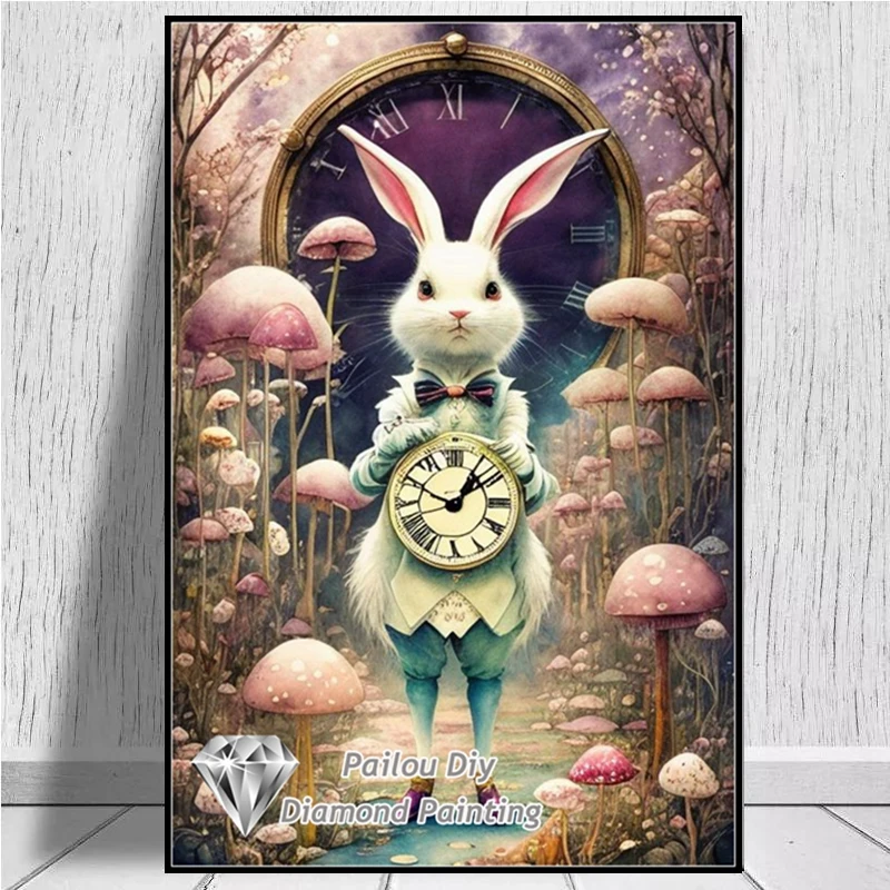 Diy 5d Fantasy Bunny królik diamentowy artystyczny obraz ładna dziewczyna zwierzęcy haft z krajobrazem haft krzyżykowy wystrój domu