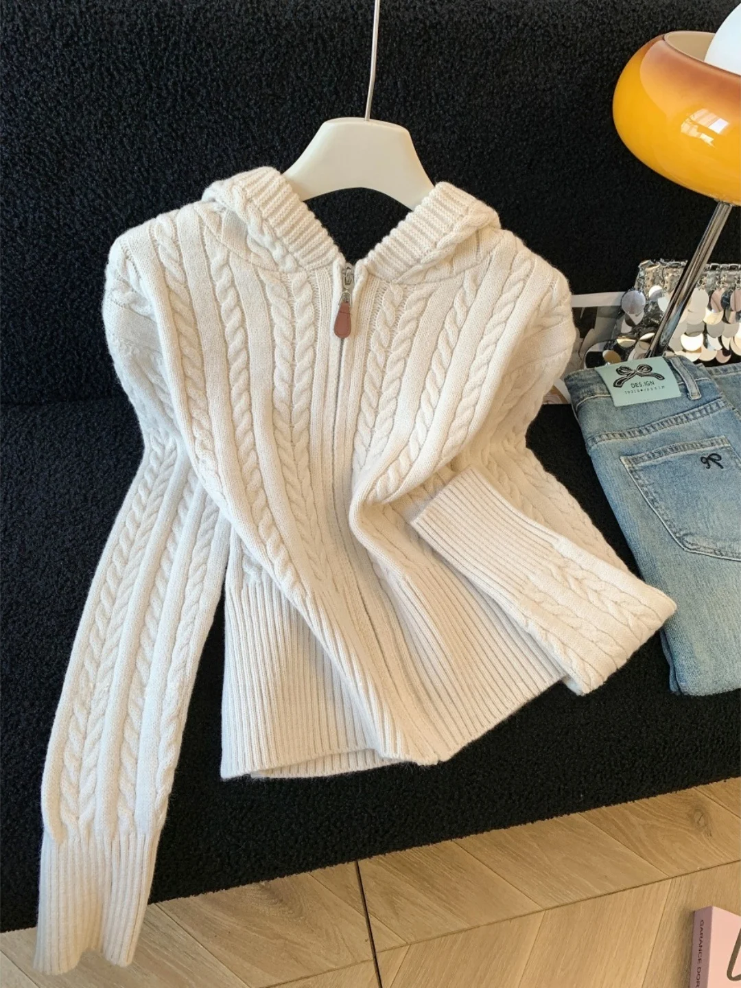 

Корейский вязаный кардиган на молнии для женщин: мягкий, уютный, повседневный, осенне-зимний, в стиле ветровки