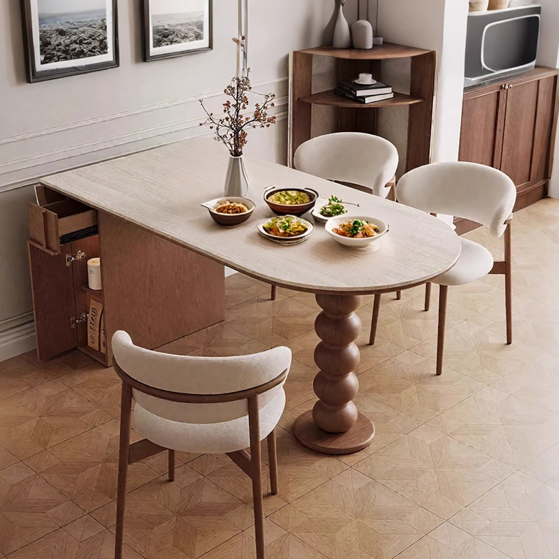

Vintage Nordic Dining Table Oval Folding Side Luxury Dining Table Modern Home Mesas Pegables Portatil Dining Room Furniture