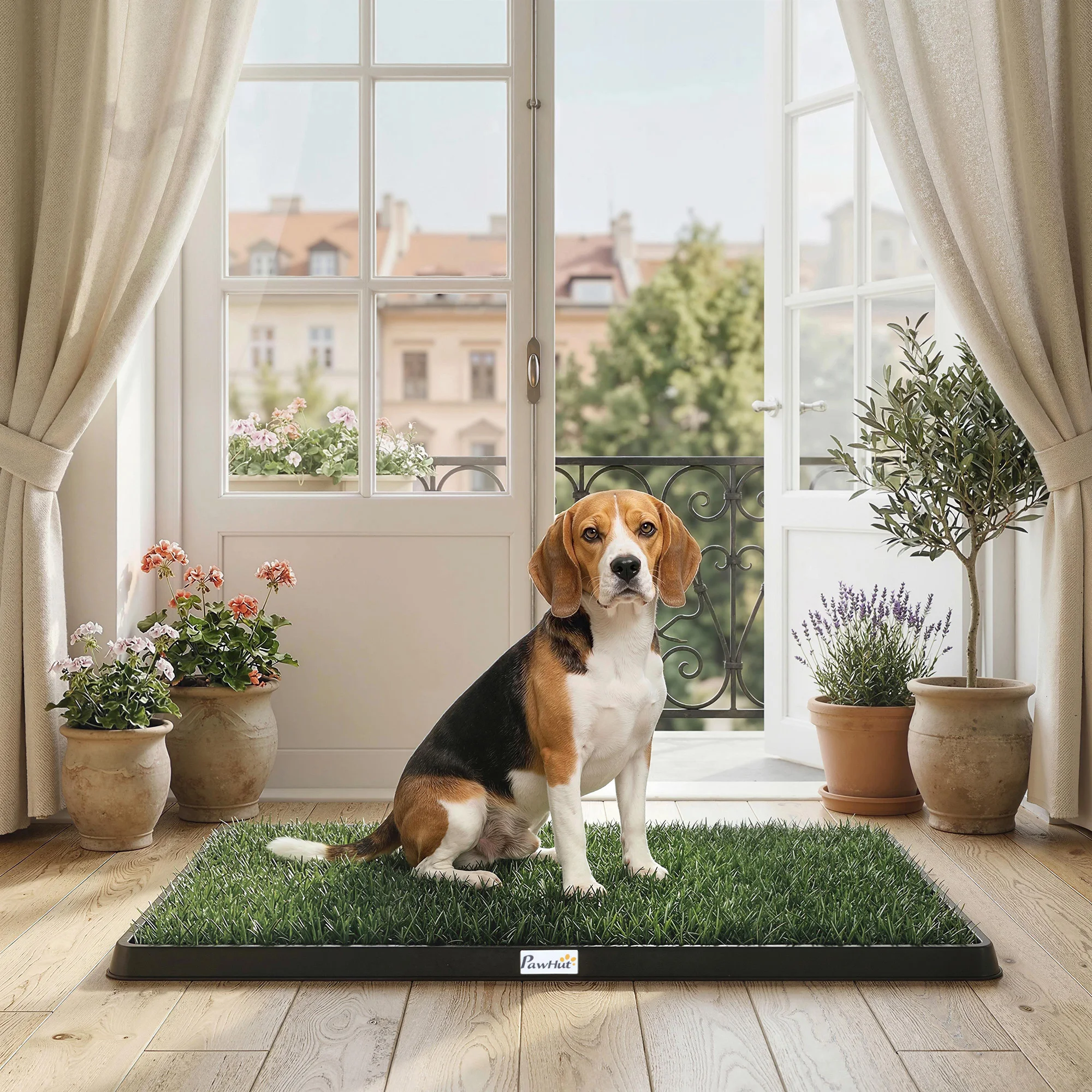 PawHut Inodoro para Perros con Césped Artificial 76x50,5 cm Bandeja Sanitaria para Perros para Entrenamiento con Drenaje Verde