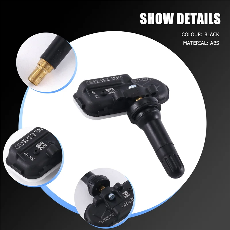 

4Pcs Tpms Car Tire Pressure Monitoring Sensor For Jeep Dodge Ram 1500 2500 2014-2018 68157568Aa