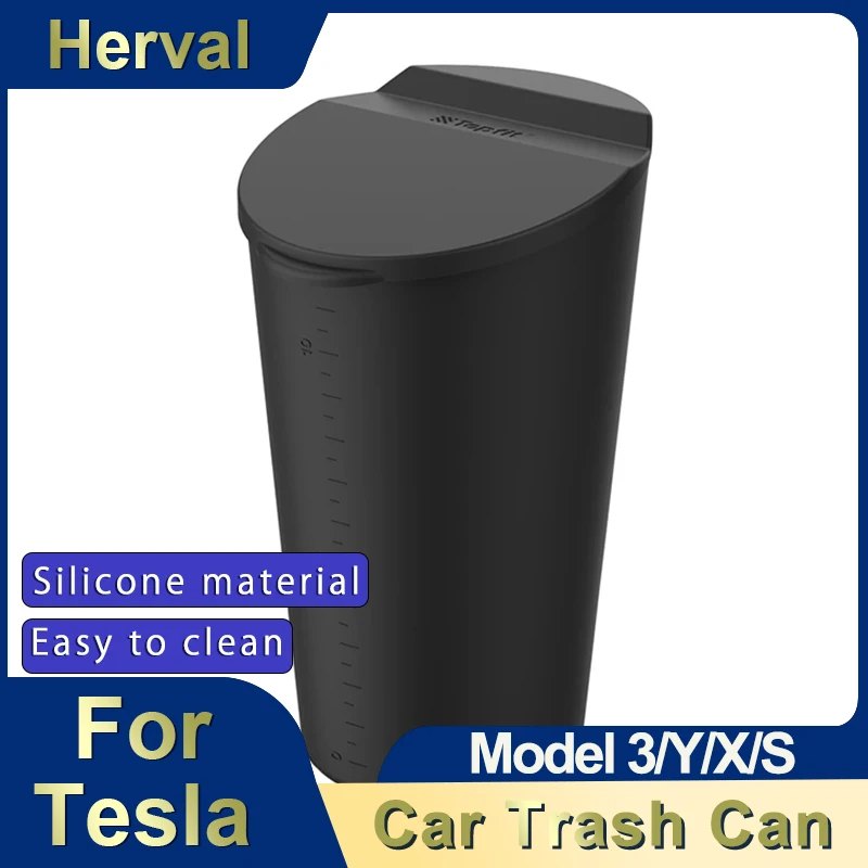 Herval For Tesla Model 3/Y/S/X Car Door Trash Can Trash Storage Box Door Trash Bin Silicone Garbage Can Car Interior Accessories