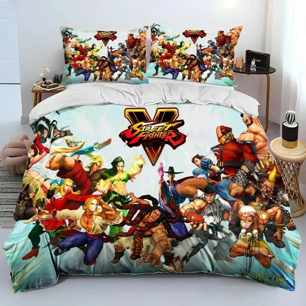 

3D Print Street Fighter Retro Game Bedding Set Duvet Cover Bed Set Quilt Cover Pillowcase Comforter king Queen Size Boys Adult