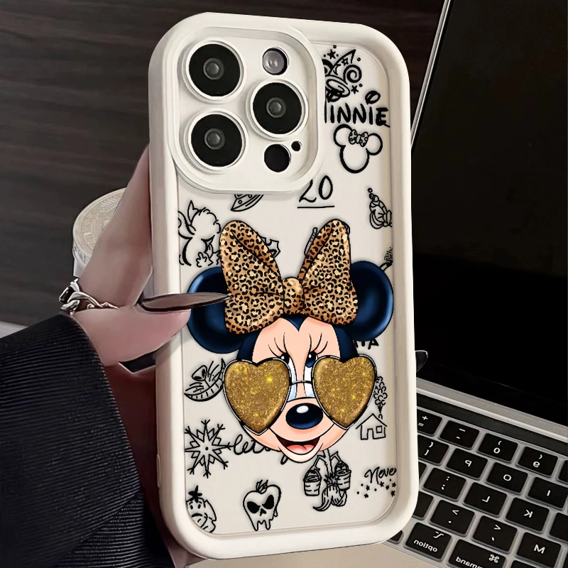 Minnie Disney Mouse For iPhone 15 14 13 12 11 Pro Max XS Max X XR 7 8 Plus 6S 5S  Liquid Eye Ladder Phone Case