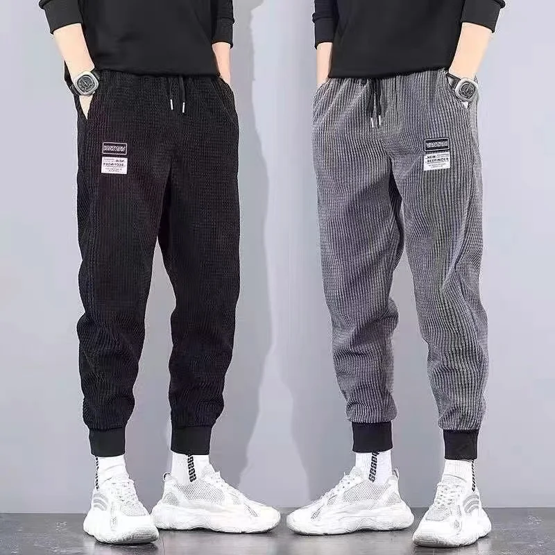 

Corduroy Men's Casual Pants Loose Fit Sporty Thickened Autumn Winter New Style Snail Loose Cuffed Sweatpants