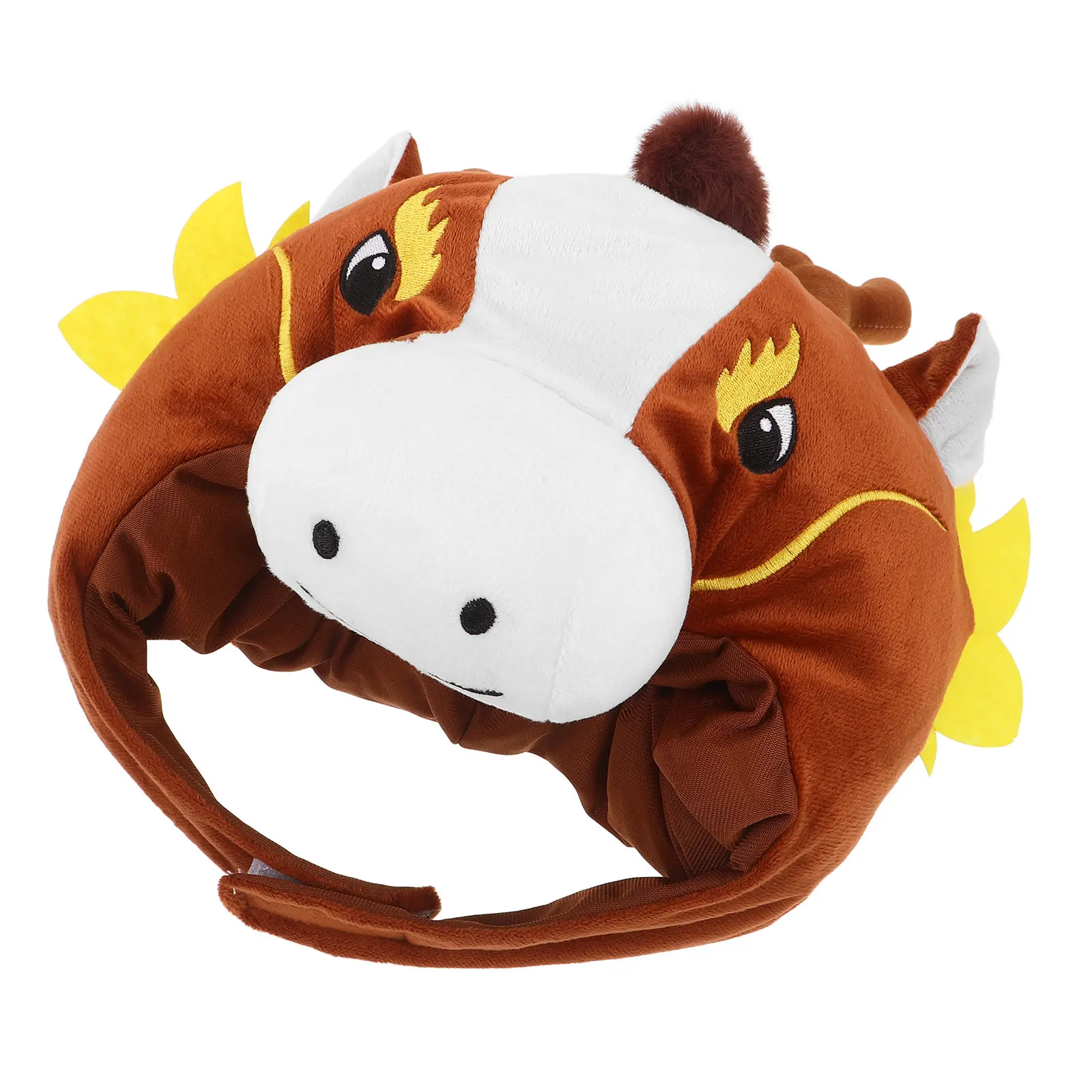 Chinese Horse Head Hat 2026 Zodiac New Year Animal Cap Costume Novelty Headwear Party Photo Prop Chinese Horse Cosplay Hat