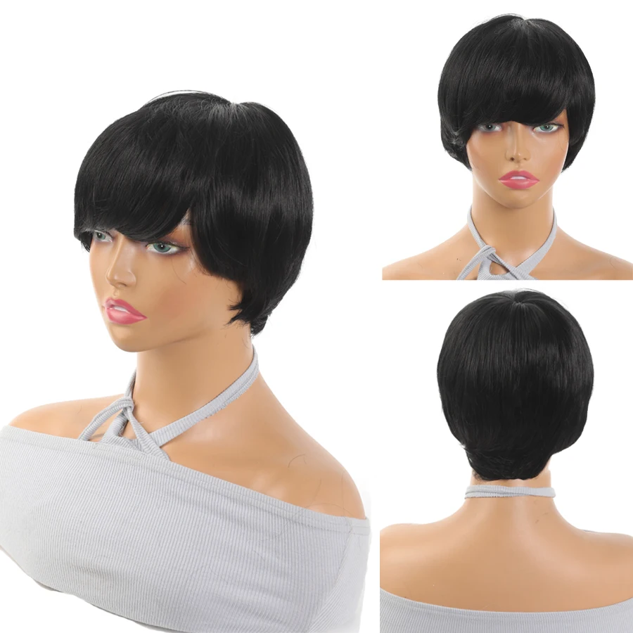Pixie Cut Wig For Women, Blonde Short Wig With Bangs Layered Straight Hair Heat Resistant Synthetic Wig For Daily Use
