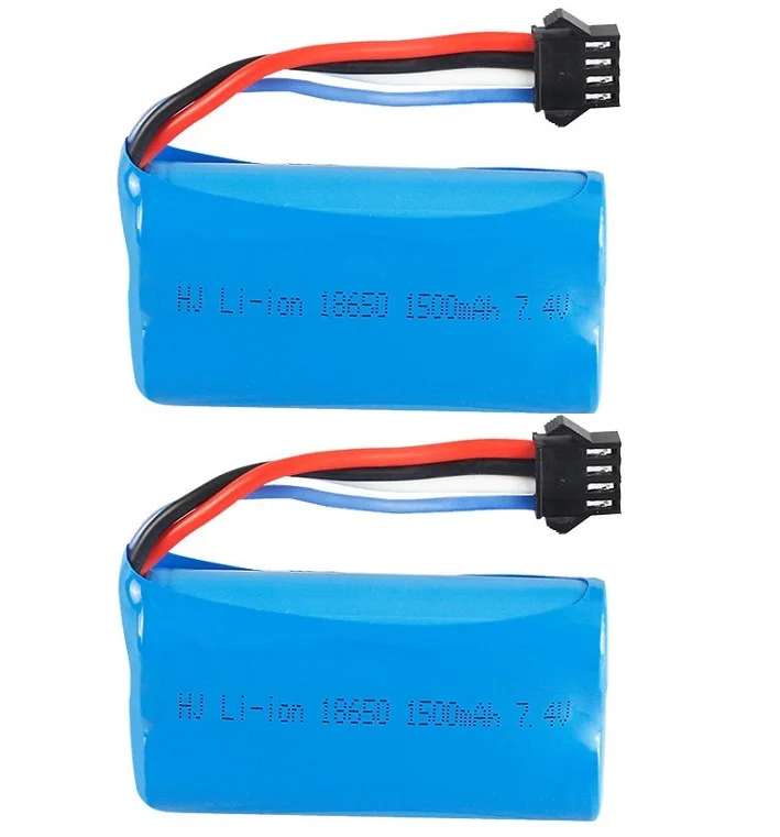 Batería de iones de litio 18350/18650 7,4 V 600mAh/1500mAh, enchufe SM4P/cargador USB para UDI001 UDI002 UDI902 961 962 2,4G r/c, barco de carreras