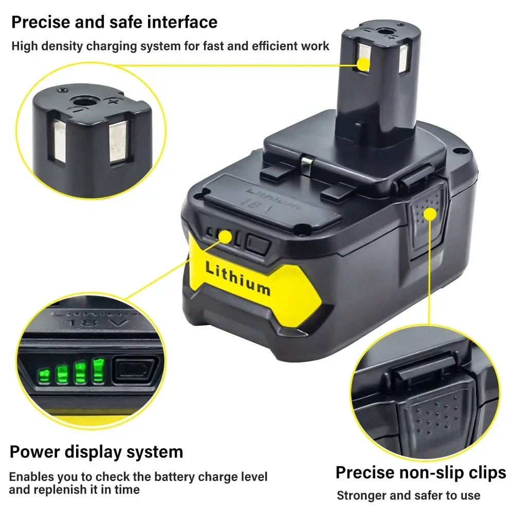 6.0Ah 4.0Ah Li-Ion battery For RYOBI P108 18V One+ Plus Battery 18 Volt Lithium-Ion Power Tools P104 P107 RB18L50 RB18L20 P108