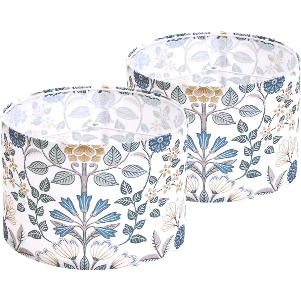 

2pcs flower printed small drum lamp shades for table lamps floor lamps wall lamps.13"x13"x10" barrel lamp shade for home decorat