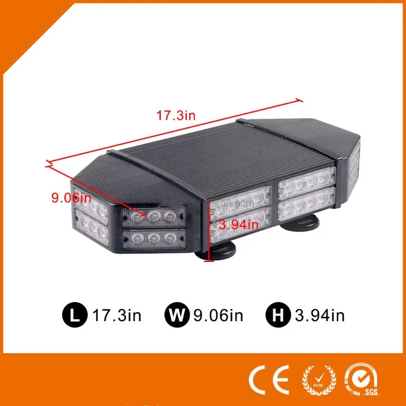 High-quality warning diodes on top of the roof traffic alert show red amber blue for vehicles and trucks in new conditions