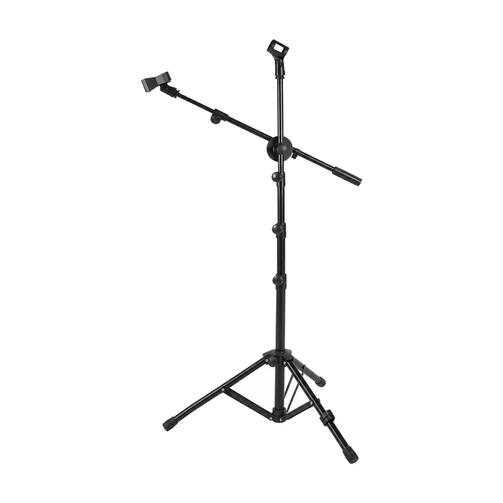 Folding Two-micMic Arm Stand Robust Height-Adjustable Dual Mic Stand Portable Space-Saving for Home Studio, Recording Sessions
