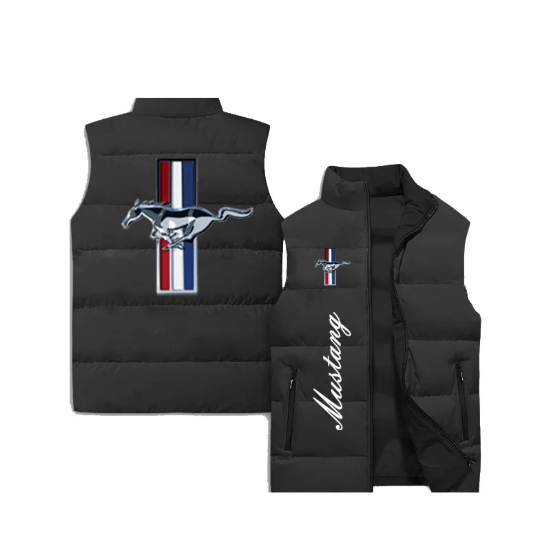 2024 New Men\'s Ford Mustang Tank Top Jacket Fashion Sports and Leisure Zipper Sleeveless Cotton Jacket Men\'s Sportswear