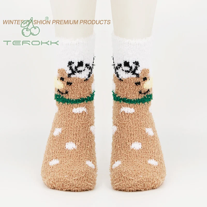 1Pair Christmas Socks Winter Cute Cartoon Santa Claus Elk Middle Tube Socks Thicken Warm Floor Sleep Socks Home Socks Gifts