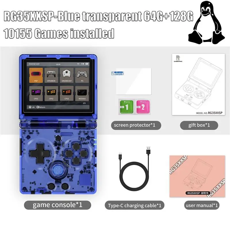 To ANBERNIC RG35XXSP Flip Handheld Game Console Linux System 64G 3.5'' IPS Screen HDMI-TV-Out Support Streaming With Hall Switch