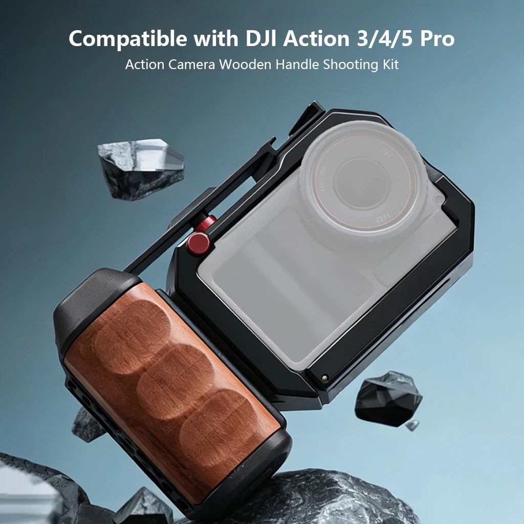 BGNing für DJI OSMO Action6 Kamerakäfig mit Holzgriff, Metallrahmen-Schutzkäfig für OSMO Action 5Pro 4 3 – Detail 6