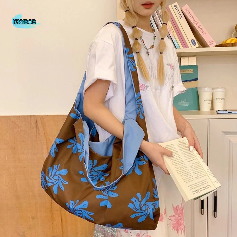 

Portable Cloth Orchid Vest Bag Flower Korean Style Canvas Shoulder Bag Large Capacity Geometric Lazy Style Messenger Bag Outdoor