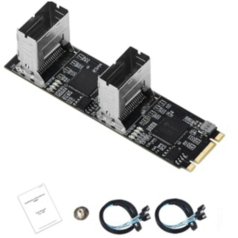 New M.2 To SATA Card PCI Express 3.0 M2 To SATA Multiplier Adapter 8 Port SATA 3 6Gbps Controllers B+M Key