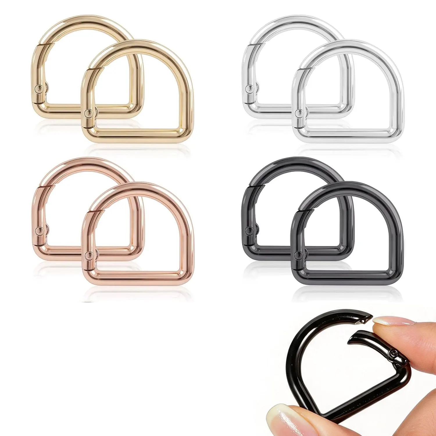 5pcs Spring D Rings Metal D Ring Metal Keychain Clips for Bag Strap Hook Purse Hardware DIY Men's Keychain