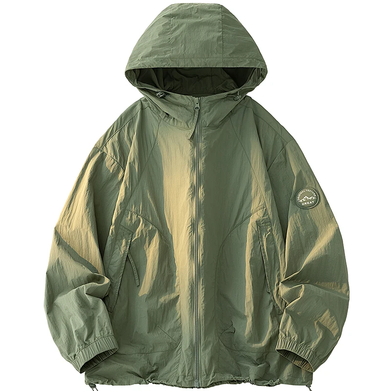 

Мужская солнцезащитная куртка с капюшоном UPF50+, летняя ультратонкая ветровка с карманами на молнии, эластичными манжетами, для активного отдыха, походов, рыбалки