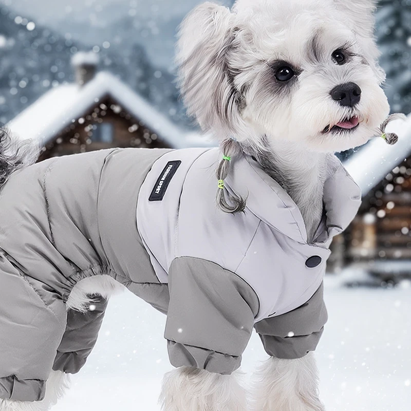 Warme Winterjacke für Hunde, wasserdichte Hundekleidung, kleine mittelgroße Hunde, vier Beine, Outfits, Chihuahua, französische Bulldogge, Welpen-Overall – Detail 15