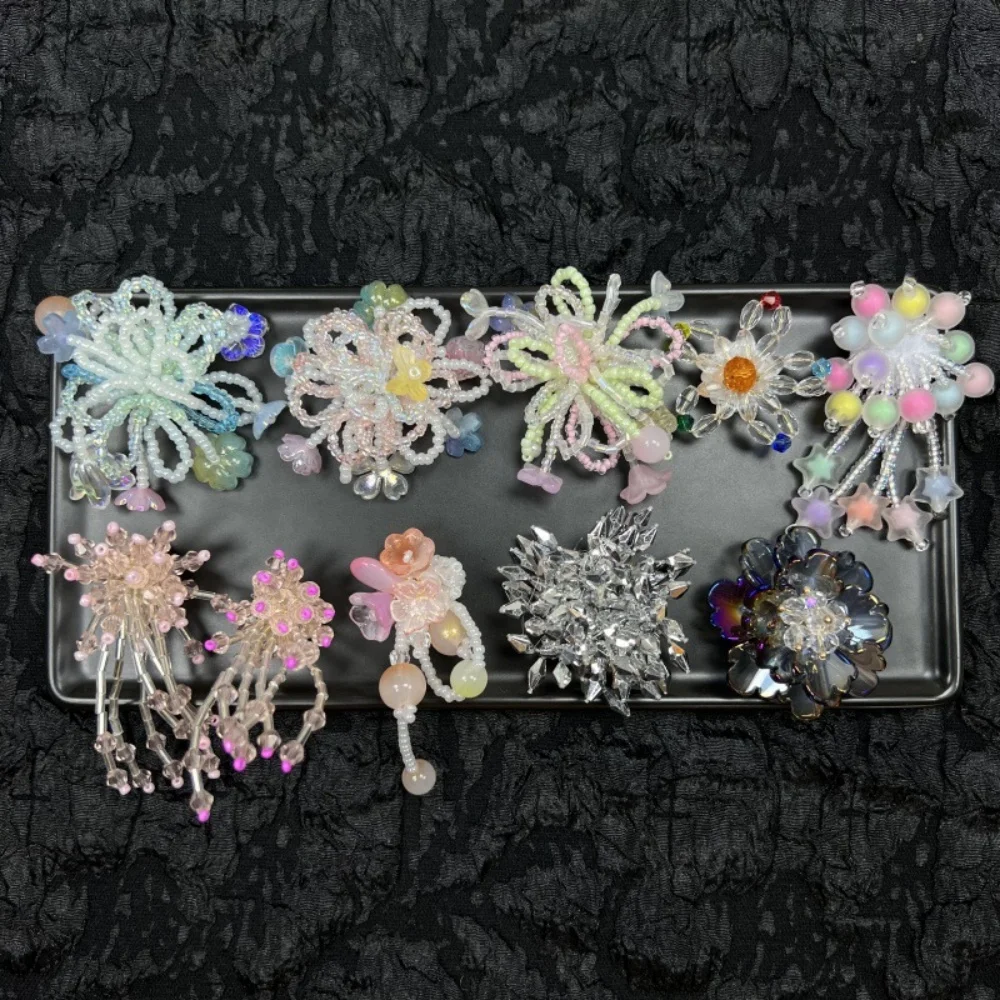 Detachable Crystal Flower shoe charms PVC Transparent String Bead Sandals Seaweed Bead Chain Shoe Buckle Hole DIY Accessories
