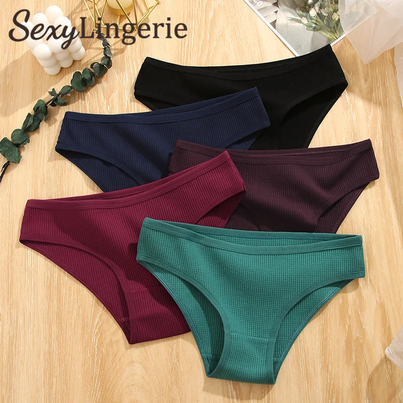 3Pcs/set Women's Cotton Waffle Style Panties Underwear S-XL Trendy Female Soft Briefs Women's Comfortable Underpants Lingerie