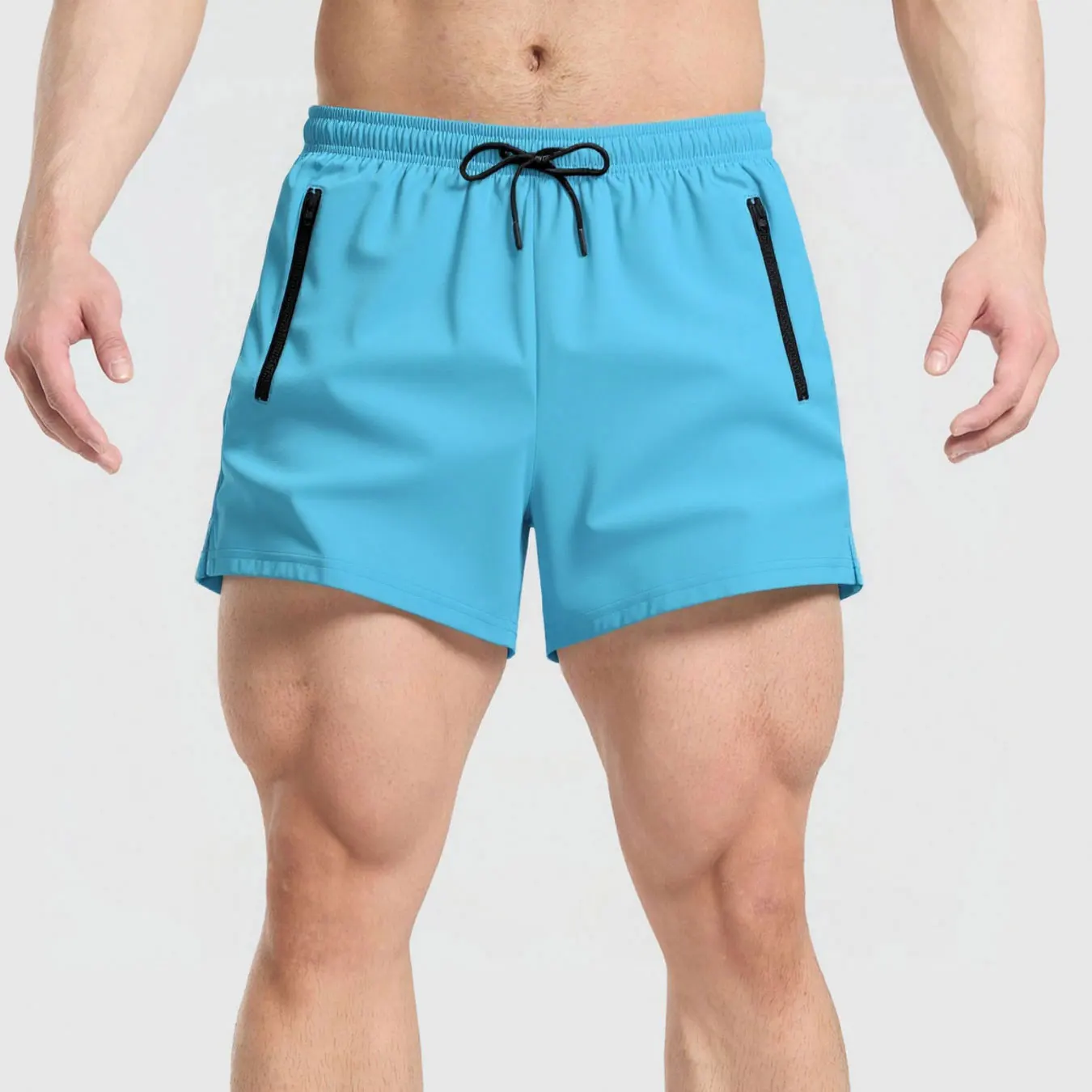 

Men's Summer Zipper Pocket Sports Shorts Quick-drying Breathable Triangle Lined Surfing Beach Shorts Running Fitness Shorts