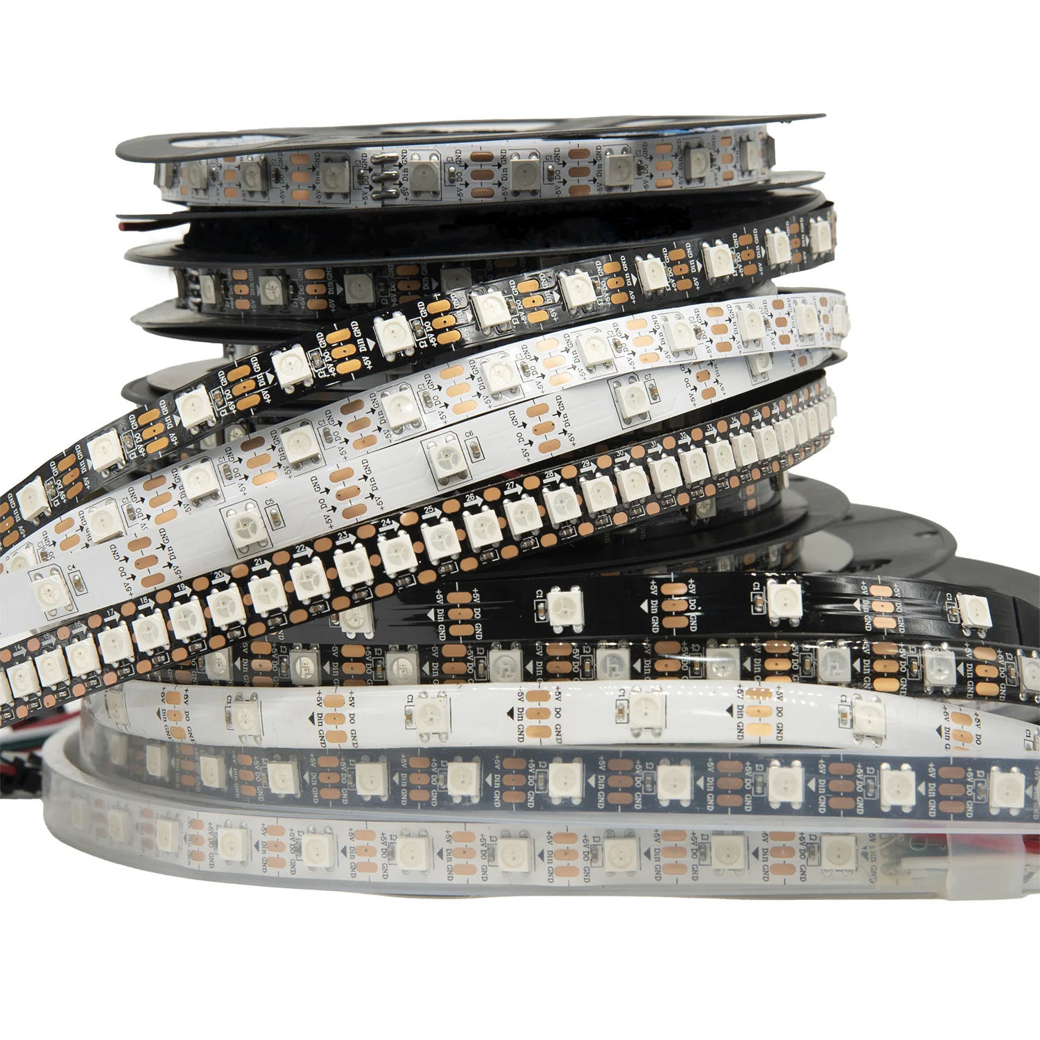 1m-50m WS2812B Led Lights WS2812 RGB Led Strip Light Individually Addressable Led Light Strip Black White PCB IP30 65 67 5V