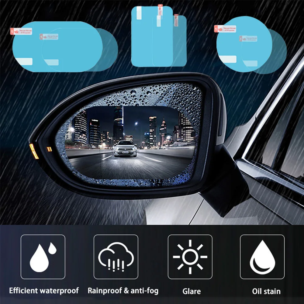 2pcs Car Rearview Mirror Film Rainproof Anti Fog Car Window Clear Film Rainproof Film Clear Sight Auto Sticker Car Accessories