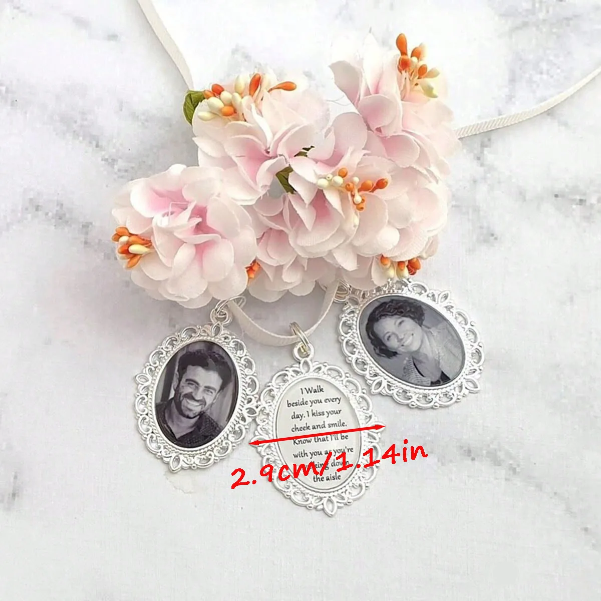 Customized Wedding Accessories, Personalized Bridal Bouquet Charm, Lapel Pin, Keychain & Photo Pendant for Bride Groom Wedding G