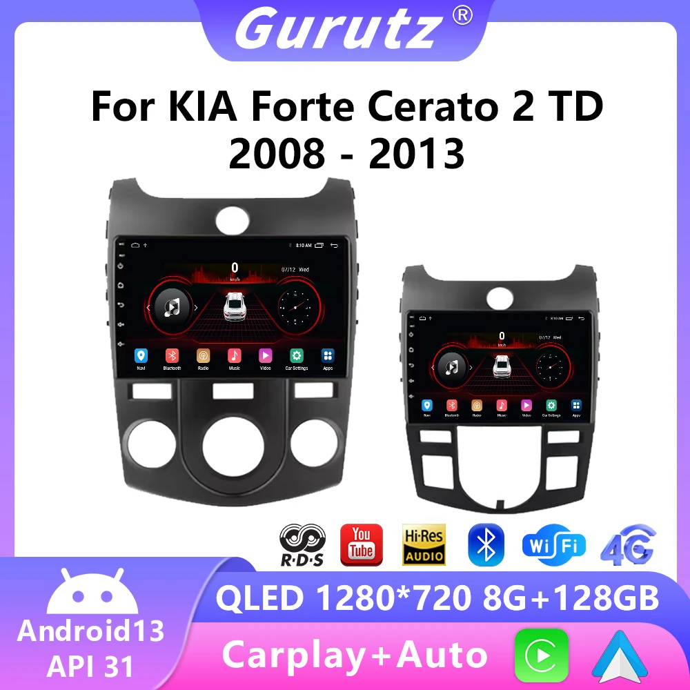 

2 din Android 13 For Kia Cerato 2 TD 2008 - 2013 Car Radio Multimedia Video Player Navigation GPS Carplay Autoradio 4G WIFI dvd