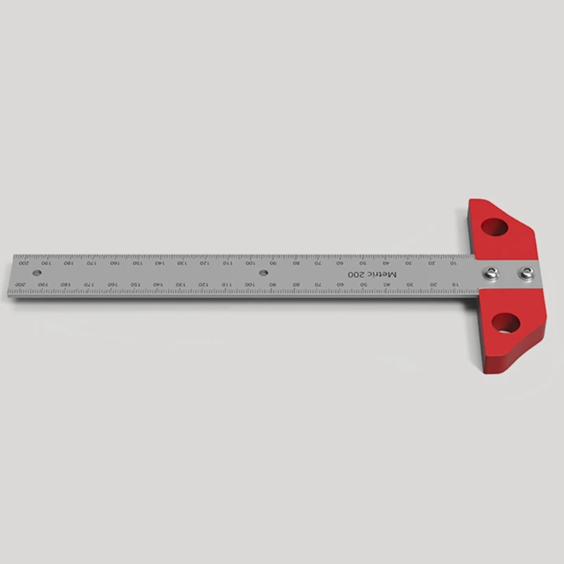 HOT SALE 8Inch/200Mm Metric Inch System T-Shaped Draw Line Ruler Woodworking Multifunctional Right Angle Ruler