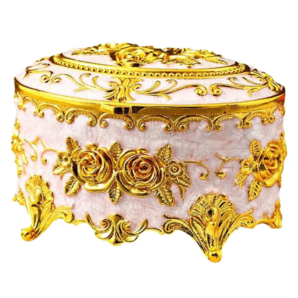 Metal Jewelry Box Oval Shape Vintage Style Jewelry Storage Box Soft Lining Scratch Protection for Rings Necklaces Trinkets