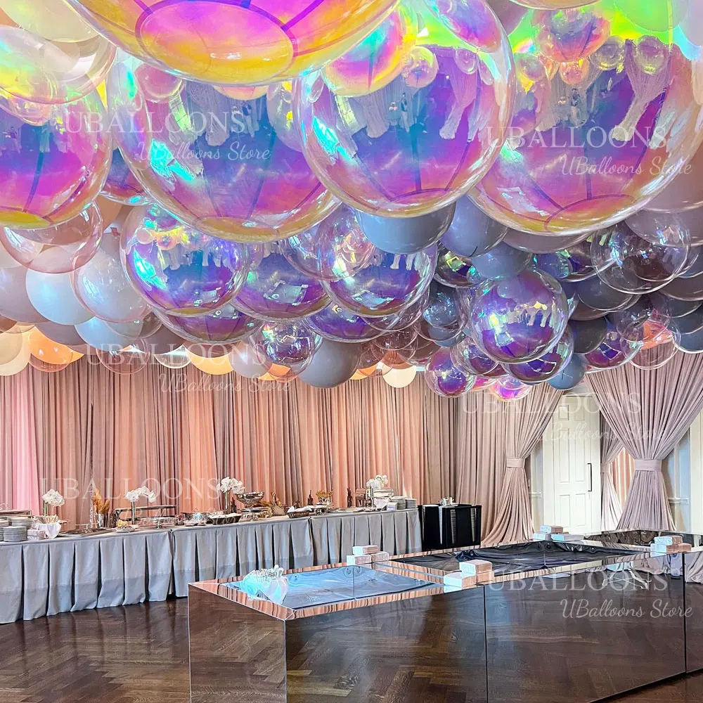 22~50 Zoll schillernde 4D-Rundballons, große riesige, schillernde Laser-Heliumfolienballons für Geburtstag, Hochzeit, Pool, Party, Dekoration – Detail 5