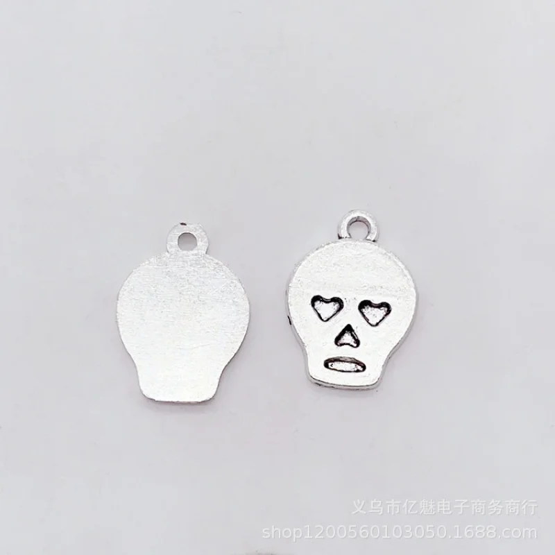 Factory Direct Sales 100Pieces DIY Combined with Ornament Antique16x11mm Skull Love Ghost Head Pendant Ornament