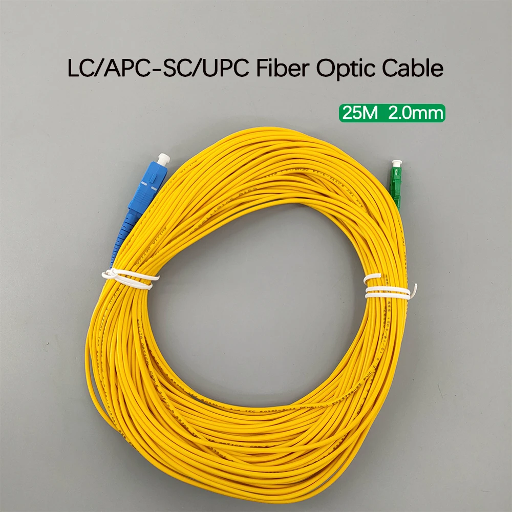 

Fibra Optica LC/APC-SC/UPC 25 м Диаметр 2,0 мм FTTH G657A2 ПВХ Симплексный режим Оптоволоконный разъем Волоконно-оптический интернет-кабель