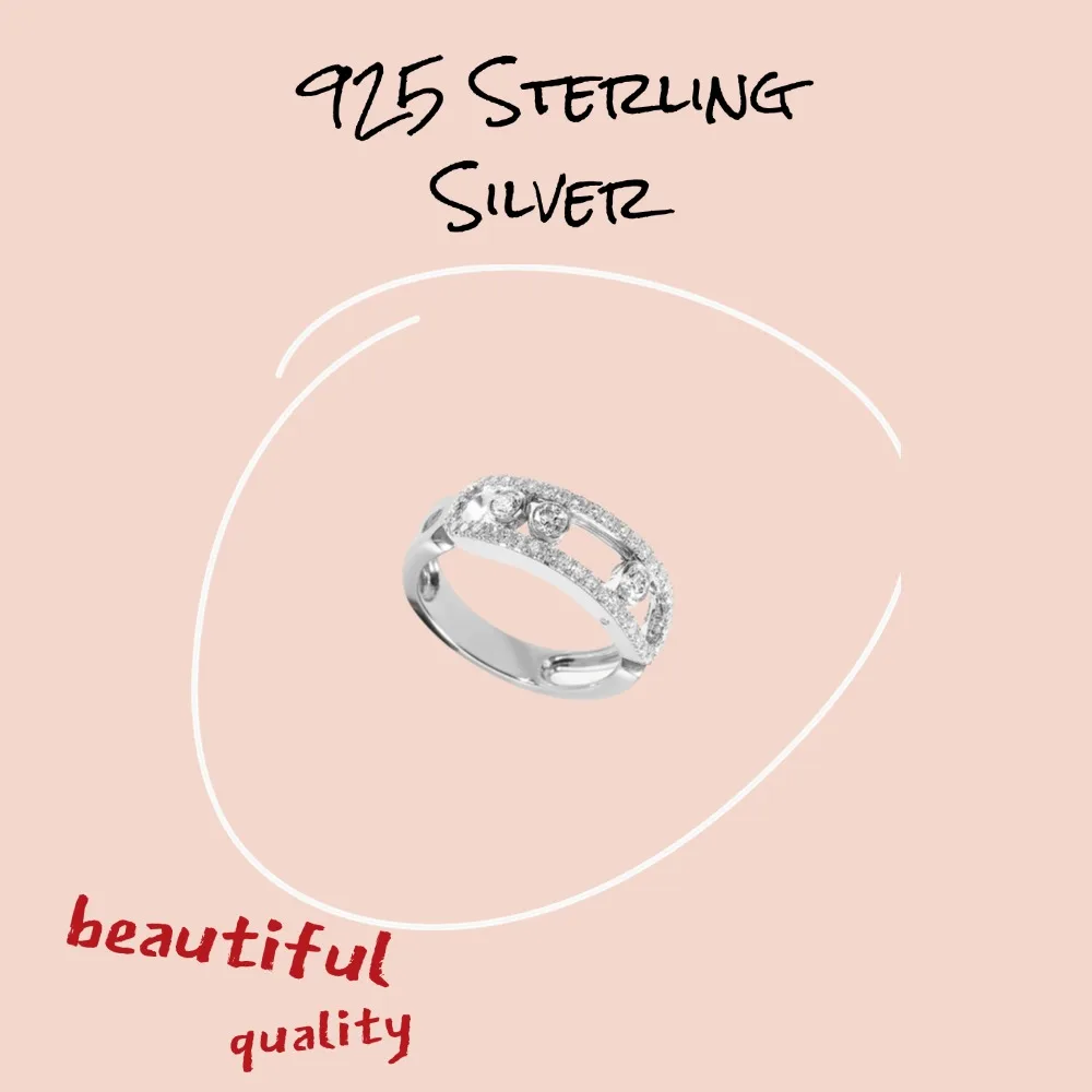 

S925 Sterling Silver Diamond Rings, Hollowed Out Design Rings, Couple Wedding Jewelry