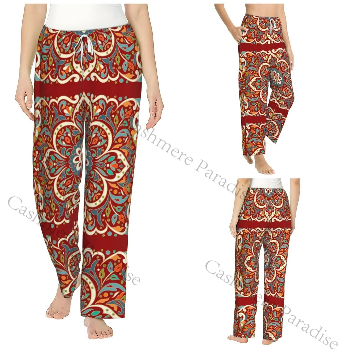 Beautiful Pattern Flannel Pajama Pants for Women Soft Warm Sleep Pants with Elastic Waistband