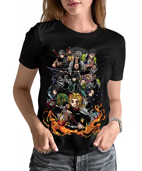 T-Shirt UNISEX DEMON SLAYER PERSONAJES EN COMBATE PILARES Y EX PILARES